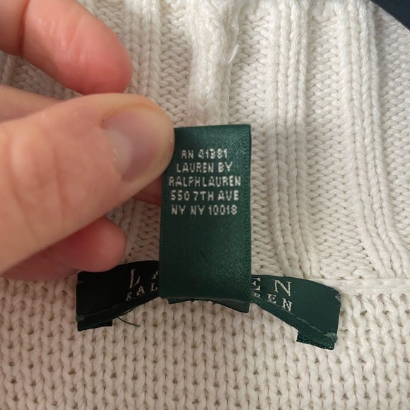 VTG Lauren Ralph Lauren Chunky Open Knit Sweater 100% Cotton Old Money Preppy XL - Picture 6 of 7